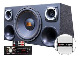 Caixa Trio Completa Sub Jbl 12 + Radio Bt + Modulo Taramps