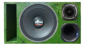 Caixa trio duto régua alto falante etm iron 1k4 tweeter compet cores
