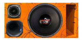 Caixa trio duto régua alto falante hard power hp 550 tweeter compet cores