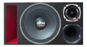 Caixa trio duto régua colorido alto falante etm iron 1k4 unlike 500