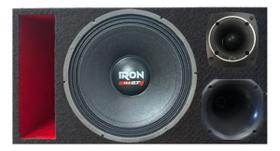 Caixa trio duto régua colorido médio grave etm iron 1k4 compet módulo taramps