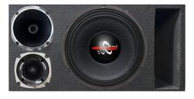 Caixa trio duto régua colorido médio grave hard power hp 750 corneta 1425 módulo taramps