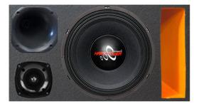 Caixa trio duto régua colorido médio grave hard power hp 750 unlike 400 módulo taramps