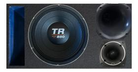 Caixa trio duto régua colorido médio grave triton tr 850 4 ohms unlike 400 cor:azul Caixa trio duto régua colorido médio grave triton tr 850 4 ohms unlike 400 cor:azul