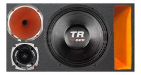 Caixa trio duto régua colorido médio grave triton tr620 corneta 1425 módulo taramps