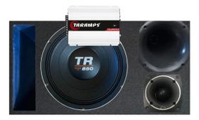 CAIXA TRIO DUTO RÉGUA DUTO COLORIDO TR 850 4 OHMS COMPET + MÓDULO DS800x 4 COR:AZUL