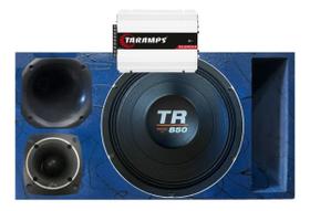 CAIXA TRIO DUTO RÉGUA FRENTE COLORIDA TR 850 4 OHMS COMPET + MÓDULO DS800x 4 COR:AZUL