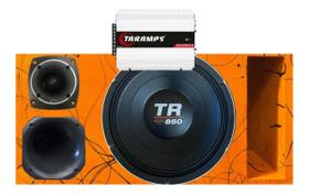 CAIXA TRIO DUTO RÉGUA FRENTE COLORIDA TR 850 4 OHMS COMPET + MÓDULO DS800x 4 COR:LARANJA