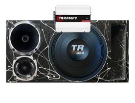 CAIXA TRIO DUTO RÉGUA FRENTE COLORIDA TR 850 4 OHMS UNLIKE 500 + MÓDULO DS800x 4 COR:PRETO