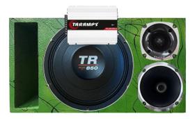 CAIXA TRIO DUTO RÉGUA FRENTE COLORIDA TR 850 4 OHMS UNLIKE 500 + MÓDULO DS800x 4 COR:VERDE