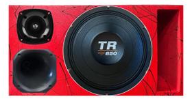 Caixa trio duto régua frente colorida triton tr 850 4 ohms unlike 400 cor:vermelho