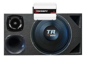 CAIXA TRIO DUTO TRIANGULO 850 4 OHMS UNLIKE 400 + MÓDULO DS800x 4 COR:PRETO