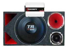 CAIXA TRIO DUTO TRIANGULO 850 4 OHMS UNLIKE 500 + MÓDULO DS800x 4 COR:VERMELHO