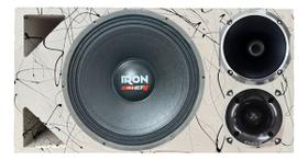 Caixa trio duto triângulo alto falante etm iron 1k4 corneta 1425 preta