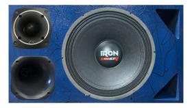 Caixa trio duto triângulo alto falante etm iron 1k4 tweeter compet cores