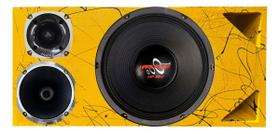 Caixa trio duto triângulo alto falante hard power hp550 corneta 1425 preta