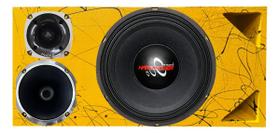 Caixa trio duto triângulo alto falante hard power hp750 corneta 1425 preta