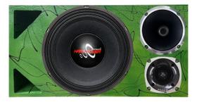 Caixa trio duto triângulo alto falante hard power hp750 corneta 1425 preta