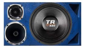Caixa trio duto triângulo alto falante triton tr620 corneta 1425 preta