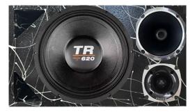 Caixa trio duto triângulo alto falante triton tr620 corneta 1425 preta