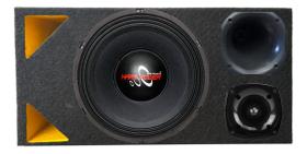 Caixa trio duto triângulo colorido alto falante hard power hp 750 unlike 400