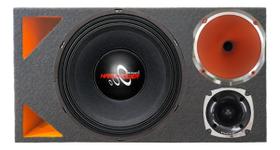 Caixa trio duto triângulo colorido médio grave hard power hp 750 corneta 1425 módulo taramps