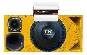 CAIXA TRIO DUTO TRIANGULO FRENTE COLORIDA TR 850 4 OHMS COMPET + MÓDULO DS800x 4 COR:AMARELO