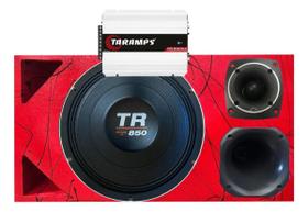 CAIXA TRIO DUTO TRIANGULO FRENTE COLORIDA TR 850 4 OHMS COMPET + MÓDULO DS800x 4 COR:VERMELHO