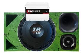 CAIXA TRIO DUTO TRIANGULO FRENTE COLORIDA TR 850 4 OHMS UNLIKE 400 + MÓDULO DS800x 4 COR:VERDE
