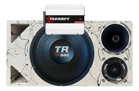 Caixa trio duto triangulo frente colorida tr 850 4 ohms unlike 500 + módulo taramps cor:branco