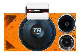 Caixa trio duto triangulo frente colorida tr 850 4 ohms unlike 500 + módulo taramps cor:laranja