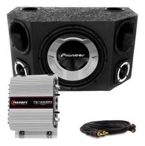 Caixa Trio Pioneer Completa Som Carro + Amplificador Taramps