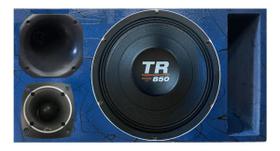 Caixa trio régua colorida médio grave triton tr 850 4 ohms compet cor:azul