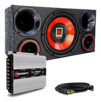 Caixa Trio Som Carro 12 Pol Detoner New + Taramps Tl 1500