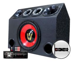 Caixa Trio Som Falante 12 Radio Bluetooth Usb Modulo Taramps