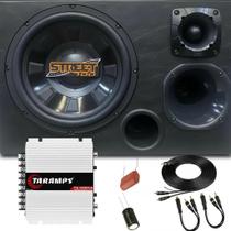 Caixa trio subwoofer 12 pol spyder street 700w rms 4 ohms completa + módulo taramps