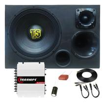 Caixa trio subwoofer 12 pol spyder ts 200w rms 4 ohms completa + módulo taramps Caixa trio subwoofer 12 pol spyder ts 200w rms 4 ohms completa + módulo taramps