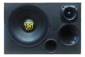 Caixa trio subwoofer 12 pol spyder ts 200w rms 4 ohms completa