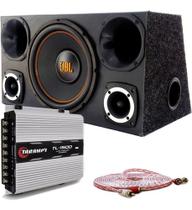 Caixa Trio Subwoofer Jbl 12 Polegadas Taramps Tl-1500 + Cabo Rca 5 Metros