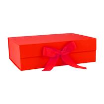 Caixa Vermelho Rígido Retangular Dobrável com Imã e Fita (28x20x9cm) Four Star