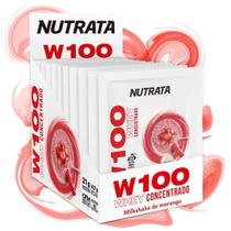 Caixa whey concentrado w100 nutrata sache 30g 12 un - milkshake de morango