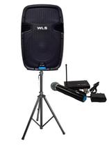 Caixa Wls J12 Pro Ativa + 1 Microfone S/Fio De Mão +Pedestal