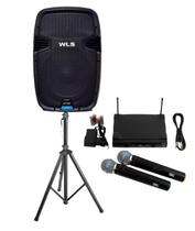 Caixa Wls J12 Pro Ativa + 2 Microfones S/Fio + Pedestal