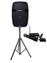 Caixa Wls J15 Pro Ativa + 1 Microfone S/Fio De Mão +Pedestal