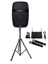 Caixa Wls J15 Pro Ativa + 2 Microfones S/Fio + Pedestal
