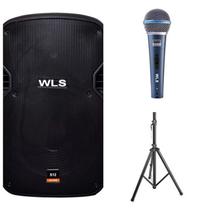 Caixa WLS S12 Ativa + Cx Passiva + Mic M58A + 2 Pedestal