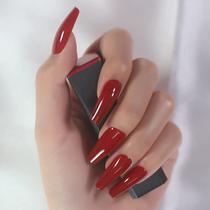 Caixão longo vermelho brilhante Press on Nails Elevenail para mulheres Caixão longo vermelho brilhante Press on Nails Elevenail para mulheres