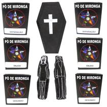 Caixão Preto Boneco Pano Preto Vodu Pó de Mironga Umbanda Macumba Ritual Kit