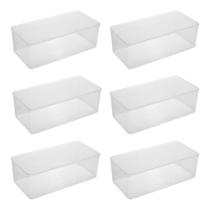 Caixas Box Arrumação Guarda Pertence 6 Unidades Transparente Incolor Visível Para Fácil Localização