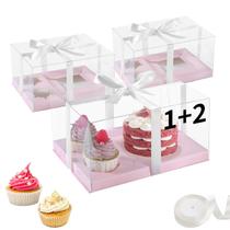 Caixas combinadas Cake Cupcake JCD Bento, Dia dos Namorados, 3 unidades